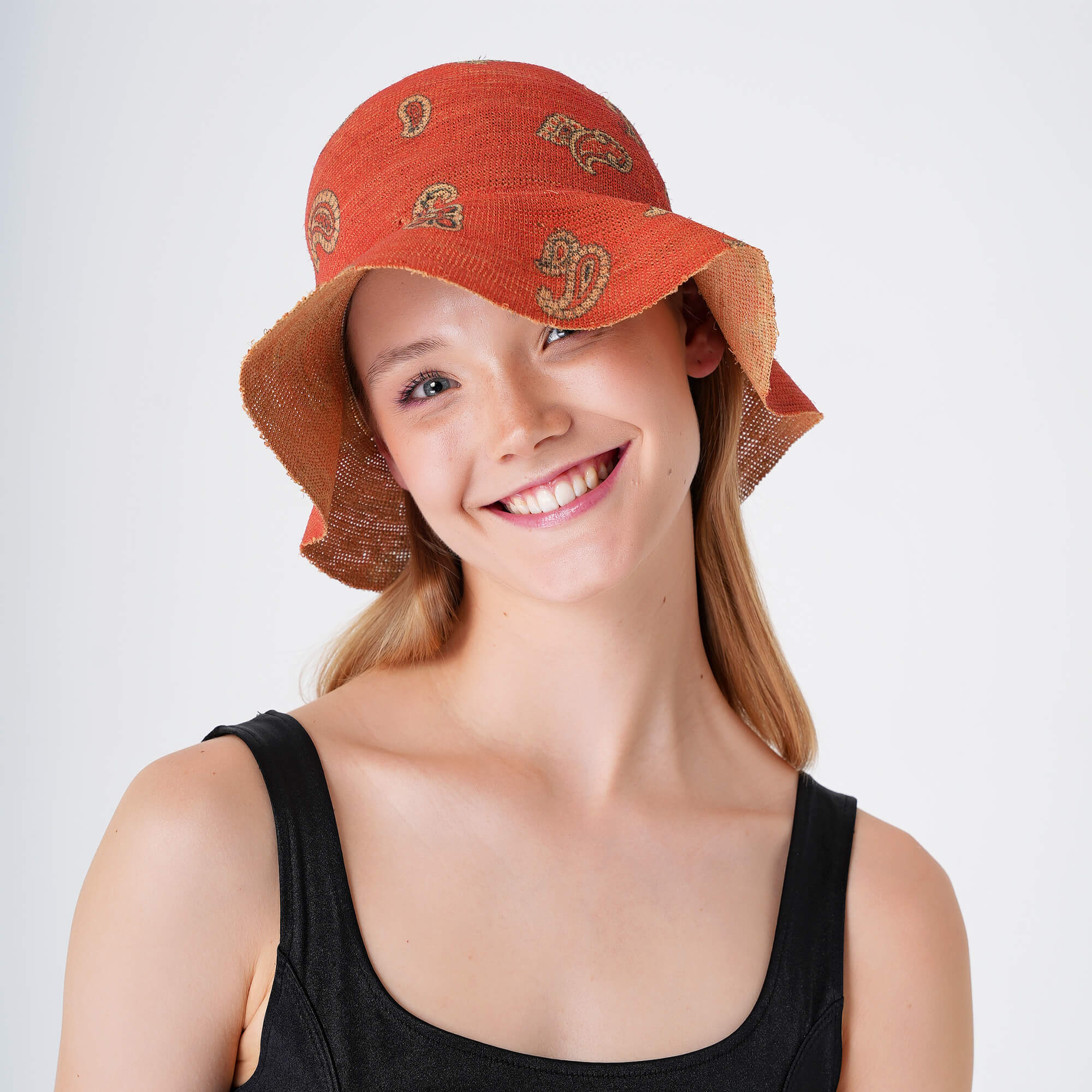 Etro - Orange Paisley Raffia Hat 